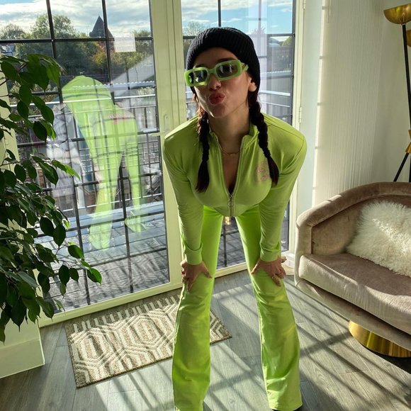 lime green velour tracksuit